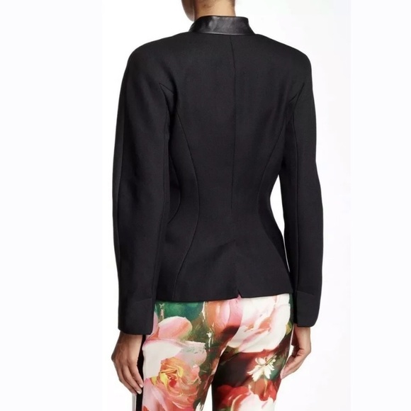 Ted Baker 0 Nomelli Leather Trim Black Blazer - Picture 3 of 8